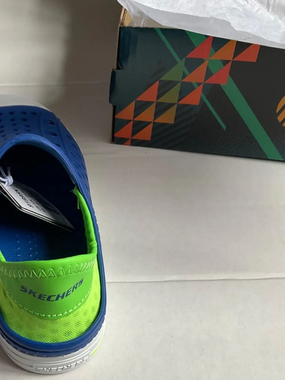 Unisex Toddler Skechers Foamies Guzman Steps Aqua 91995N Surge Blue/Lime Size 10